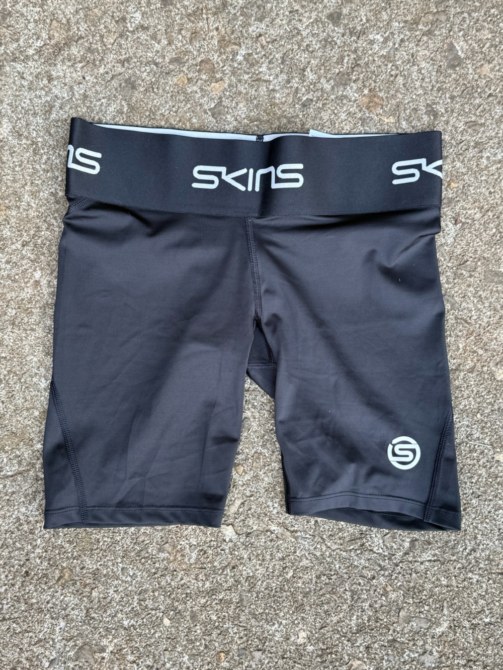 Skin Black Athletic Compression Shorts with White Logo